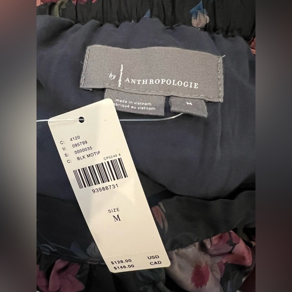 NWT new medium Anthropologie bubble skirt black floral pattern pockets elastic - Picture 14 of 15